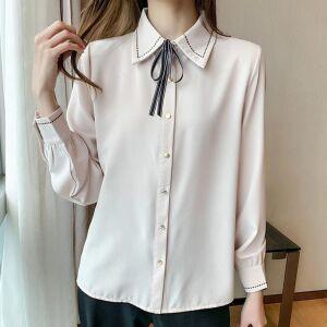 스타일아유 로맨틱한 리본타이 카라 쉬폰 블라우스 여성용 우아한 긴팔 이너 셔츠 남방 BL1669