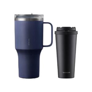 락앤락 데일리 원터치클립 텀블러 550ml, 블랙, 1개 + 킹 텀블러 820ml, 네이비, 1개