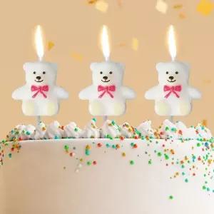 생일초 캐릭터초 3개입 하얀곰 해피니스 케이크 (WFHJD50)