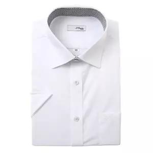 [듀퐁](강남점)반소매 일반핏 스판소재 카라뒤 풀로고 화이트 셔츠(SE5MM12HS902SWH)