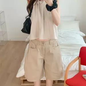 여자 옆버튼 와이드핏 투웨이 버뮤다팬츠 5부 반바지