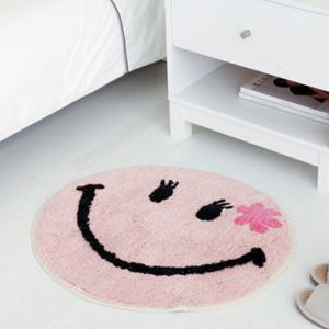 마켓비 원형 러그 스마일 거실 침실 아이방 60cm 핑크