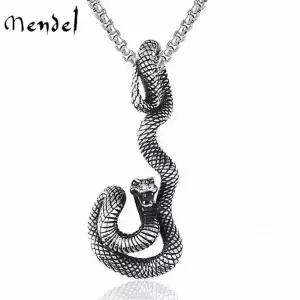[관부가세포함] 멘델 스테인리스 스틸 쿨 맨즈 조디악 뱀 코브라 스네이크 펜던트 목걸이