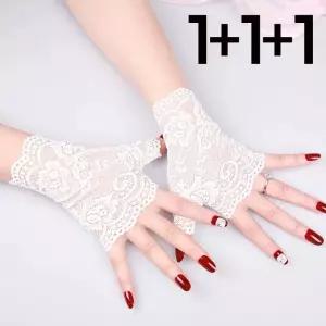 봄 여름 가을 여성 자외선차단장갑 짧은 레이스 팔 토시 장갑 1+1+1