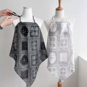 여성 손수건 앞치마 목걸이 2매 페이즐리 반다나 나혼산 범준 아사 면 에티켓 자체제작