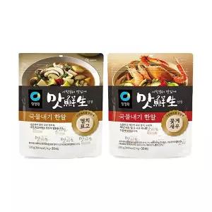 청정원 맛선생 멸치표고국물내기한알 120g(4g, 30입), 1개+꽃게새우국물내기한알 120g(4g, 30입), 1개