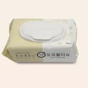 건강을 담은 오곡추출 엠보싱 물티슈 캡형 100매 10팩 크리넥스 초등학교물티슈 캡형물티슈