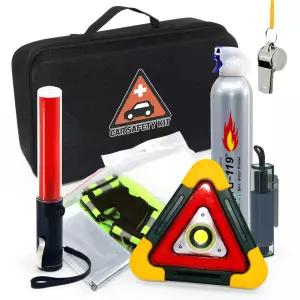 자동차 안전 키트 8종세트 차량용 비상 탈출 망치 경광봉 소화기 삼각대 긴급사고 대비