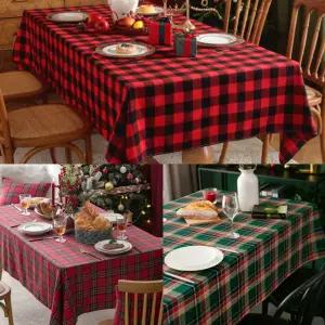 크리스마스 테이블보 식탁보 린넨 체크 식탁 장식 홈데코 방수 6인 4인 2인 테이블 커버