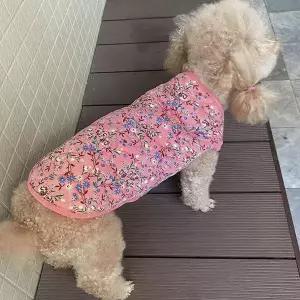 강아지 잔 꽃 플라워 누빔 조끼 겨울 패딩 대형견 고양이 반려동물 애견 큰 개 옷 빅사이즈 의류 WI101DG