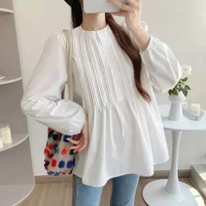 복 블라우스 임부복 방호복 라운드넥 긴팔 라인 여성