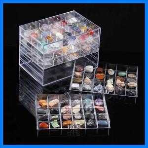천연 크리스탈 미네랄 스톤 보관함 그리드 오거나이저 디스플레이 케이스 원석 크리스탈 형태 보관 용기
