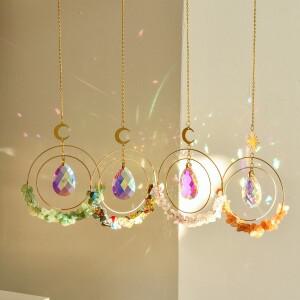 크리스탈 태양 포수 레인보우 메이커 걸이 공 프리즘 장식 펜던트 홈 가든 자동차 고양이