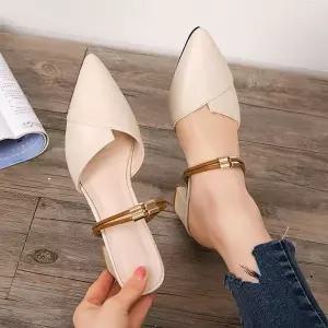 레더 통굽 스트랩 미들힐 뮬 블로퍼 WFI41AL