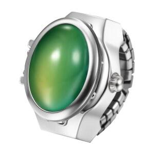 Avaner 남성 여성 핑거 워치: 엘라스틱 밴드 쿼츠 이지 리더 컬러풀 플립 커버 스테인리스 스틸 신축성 링 워치