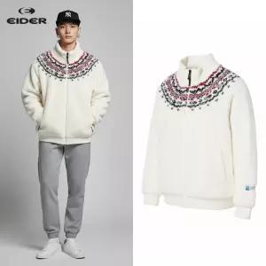 [백화점 정품] 아이더 플리스 후리스 남자 허그 자카드 자켓 크림 시보리 털 뽀글이 점퍼