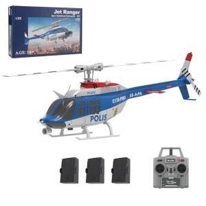 [포르르] wooptothy c138pro bell206 rc 헬리콥터, 원터치 반전 비행이 가능한 1/33 스케일 2.4g 6ch 플라이바리스 싱글 로터 비행기 모델, 리모컨 헬리콥터 선물(rtf)