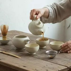 이천도자기 매트 유백유 3인 다기세트 전통찻잔 다기잔 다도 (WFKA13L)