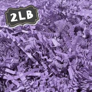 2 LB 라이트 퍼플 크링클 컷 종이 파쇄 필러 선물 포장 바구니 채우기 생일 결혼식 할로윈 추수감사절
