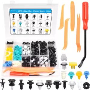 325Pcs 테슬라 클립 범퍼 펜더 라이너 푸시 리테이너 패스너 리벳 18 사이즈 자동 플라스틱 세트 본체