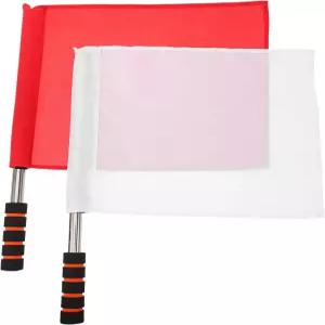 가나조노 2pcs 배구 깃발 라인 심사위원 경량급 레드 심판 신호 축구 육상용