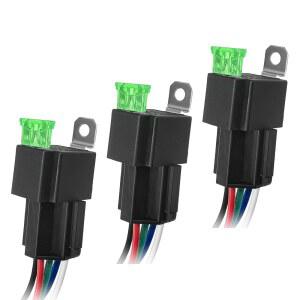 SHMZK 3 PCS 12V 퓨즈 릴레이 스위치 하네스 세트, 12 AWG 헤비 듀티 와이어가 장착된 5 핀 30A ATO/ATC SPST 자동차 릴레이, 트럭 보트 밴 모터사이클용 전기 릴레이, 자동차 액세서리