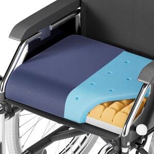 VCOMSoft 압력 및 꼬리뼈 3겹 쿨링 쿠션 - 균형 잡힌 지지력과 부드러움이 포함된 인퓨즈드 메모리 폼 휠체어, 사무용 의자 카시트 네이비 에 적합한