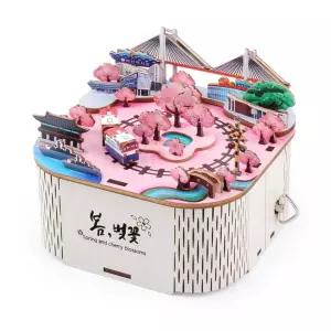 영공방 오르골만들기 DIY 회전 우드 봄 벚꽃 (YM990)어린이만들기재료 DIY키트 선물 장식품 나무 소품 만들