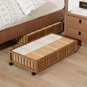 바퀴가 달린 대나무 침대 보관함, 신발, 담요, 장난감, 침실용 의류 용기 공간 절약 쓰레기통, 옷장, 기숙사, 실용 롤링 언더베드 신발 정리함