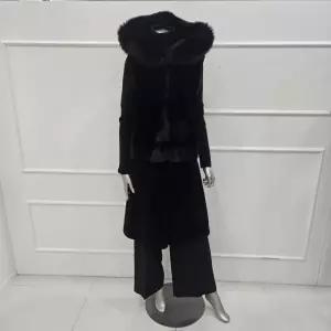 미니멈 MZDKFV0920BK 밍크배색 리얼양모 리얼폭스후드 롱 베스트 1017831