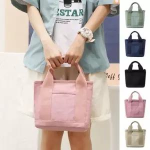 여성 가벼운 미니 에코백 멀티 수납 캔버스 토트백