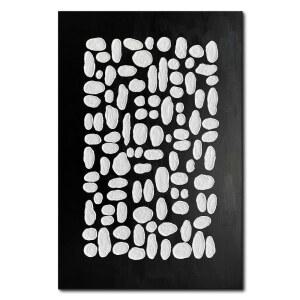 언전 핸드 페인팅 흑백 텍스처 월 아트 30x45인치, 가정용 벽 장식용 캔버스에 그려진 대형 현대 미니멀리스트 추상 유화