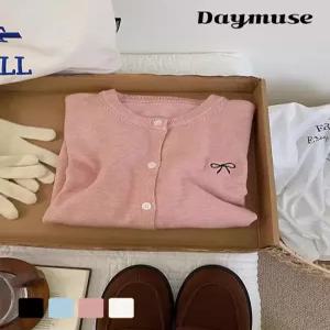 [모어오브]미쉘 리본 가디건 라운드넥 긴팔 니트