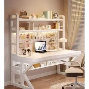 철제 선반 데스크 일체형 세트 타공판 책상 E1 화이트프레임화이트 펙보드