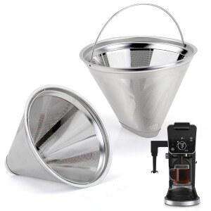 재사용 가능한 커피 필터 메이커 필터, 304 스테인리스 스틸 교체 영구 바구니 닌자 바 브루어 CFP301 듀얼 브루 메이커용