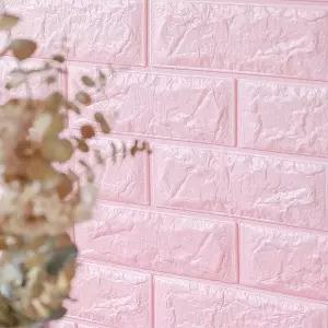 옳은유통 롤형 접착식 폼블럭 파스텔핑크 100cmx20m 1롤/ 셀프 인테리어 DIY 방한 보온 벽지