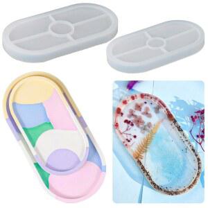 DIY 타원형 공예 에폭시 실리콘 금형 테이블 시멘트 트레이 주조 장식 크리스탈 재떨이 다각형 수지 석고