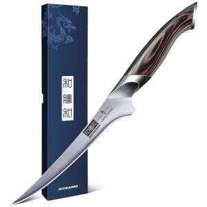 호산호 필레 나이프 7인치, 고탄소 스테인리스 스틸의 슈퍼 샤프 본닝 나이프, 육류 가금류 절단용 전문 일본식 생선