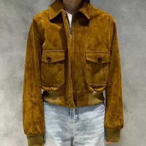 스웨이드 자켓 재킷 봄 가을 점퍼 아우터 카라 크롭 여성 2025 리얼 레더 스프링 봄버 코트