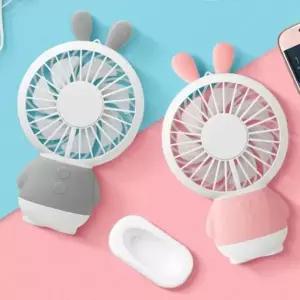 미니 선풍기 휴대용 핸디 손풍기 충전 토끼 무드등 (WFI0ULJ)
