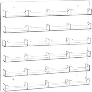 QWORK 아크릴 명함 홀더 벽걸이 24개의 포켓 투명 스티커 디스플레이 사무실 및 가정용 멀티 랙 정리함