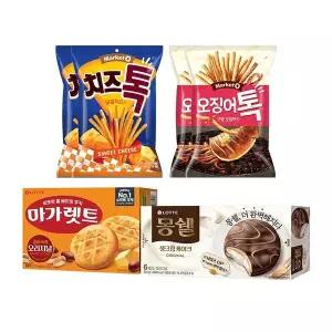 [신세계라이브쇼핑]오징어톡x2 + 치즈톡x2 + 몽쉘 오리지널x1 + 마가렛트 오리지널x1