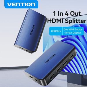 Vention HDMI 스플리터  TV Xbox PS4 블루레이 플레이어 전원 공급 장치 포함  1 in 4 Out 어댑터  4K 60Hz