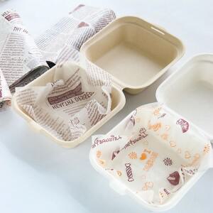 도시락 케이크 상자 패드 종이 버거 기름 방지 접시 50 장