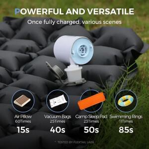 FLEXTAIL 휴대용 공기 펌프  조명이 있는 미니 소형 캠핑 USB-C 충전  슬리핑 패드  에어 침대 매트리스