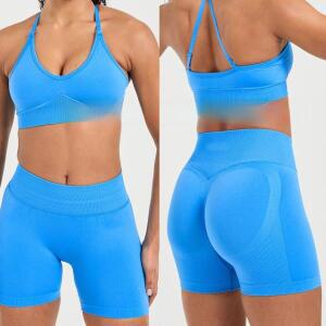 AYBL 무봉제 빠른 건조 요가 반바지 나일론 고탄력 풀 매트 원사 중간 허리 힙업 스포츠 반바지 여성용