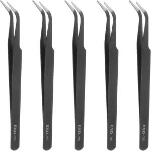 하핑턴 5Pcs 정밀 핀셋 세트 ESD-15 120mm 곡면 정전기 방지 스테인리스 스틸 기술 키트 공예 전자 제품