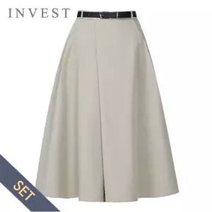 [인베스트] [벨트 SET] 핀턱 라인 뒷 밴딩 롱 스커트_IN6S1SK8061