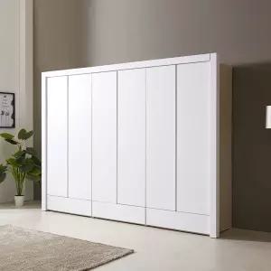 해해동동 하이로2890옷장세트(수납옷장+이불장+옷장+기둥+자바라)화이트-거울선택