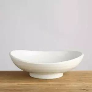 이천도자기 654QIK16 떡살백자 타원볼 2호 21.5cm 그릇 식기 디저트 파스타 플레이팅